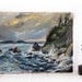 French  landscape original oil Painting, signed, antique oil painting on canvas, french coastal seascape