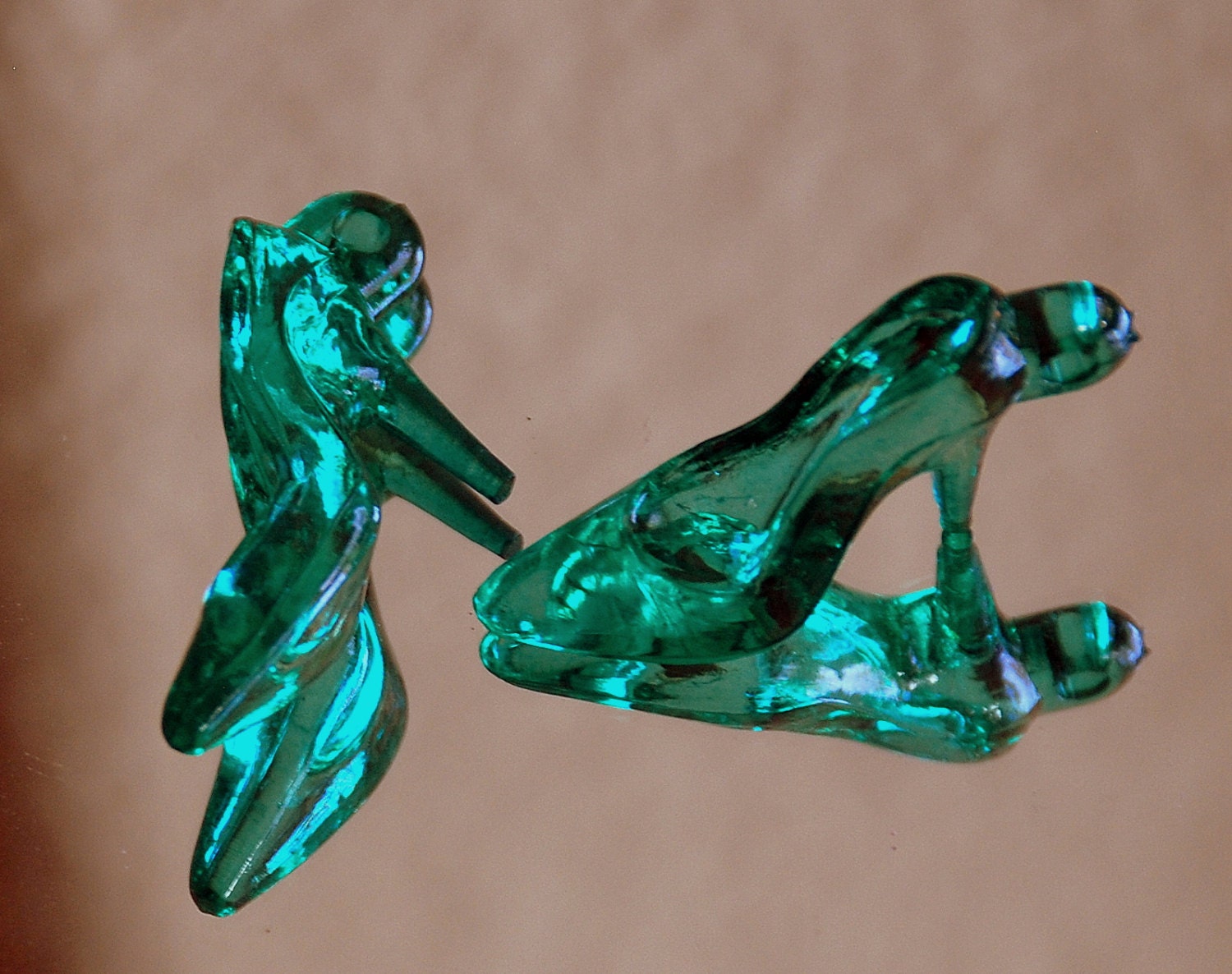 Emerald Green Acrylic High Heel Shoe by RainandSnowBeading