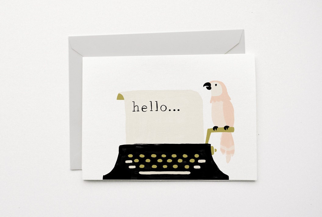 Typewriter Hello Card 1pc