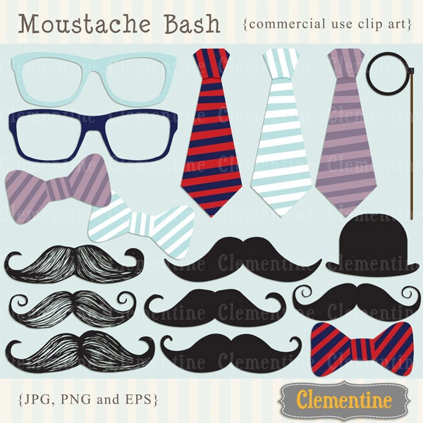 40% OFF SALE - Mustache clip art images, moustache clipart, mustache vector, royalty free clip art-- Instant Download Il_170x135