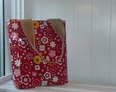 Red Floral Print & Gingham Little Tote Bag