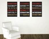 D.C. Poster, Home Decor, Wedding or Anniversary Gift, Fresh Trend, Typographic Print, Modern Poster, Black, Red and Gold Size 12x18