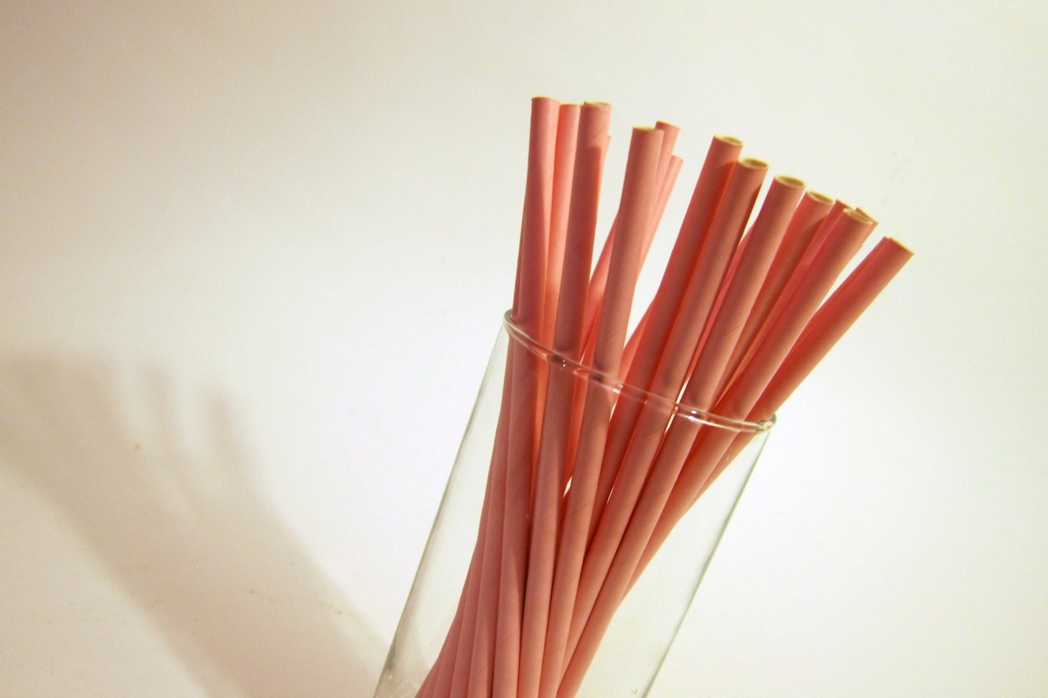 25 solid pink Paper Straws, AND Digital DIY straw tags (your color choice), Party Striped Straws