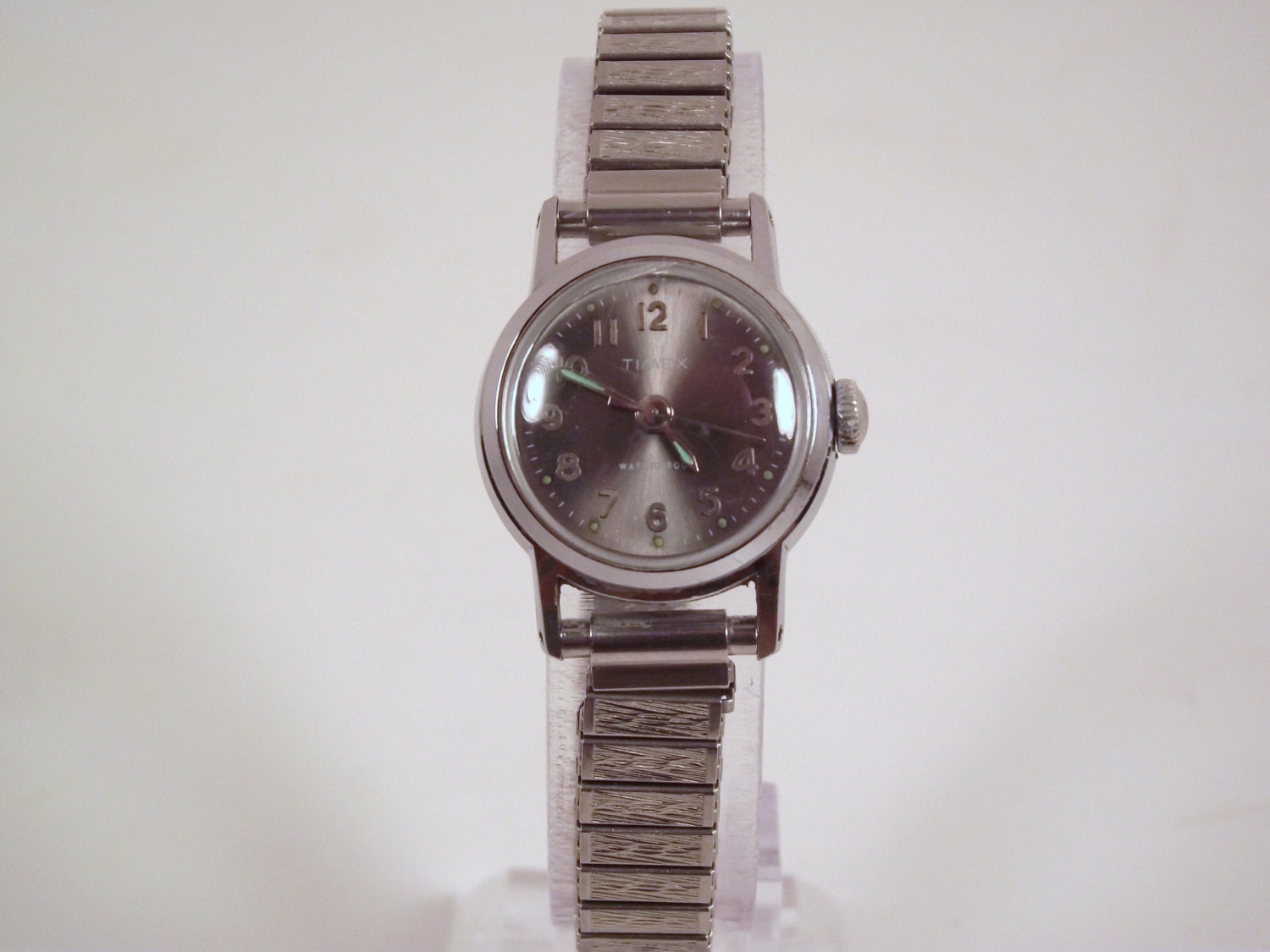 Vintage 1960s Water Proof Marlin Timex Wind Up Retro Style Ladies Women's Watch in Silver with Silver Expansion Band Sweep Second Hand
