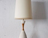 Mid Century Modern Eames Era Wood and Ceramic Lamp - 50s 60s Mod