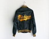 50% OFF SALE - Vintage University of Michigan Nylon Collegiate Jacket