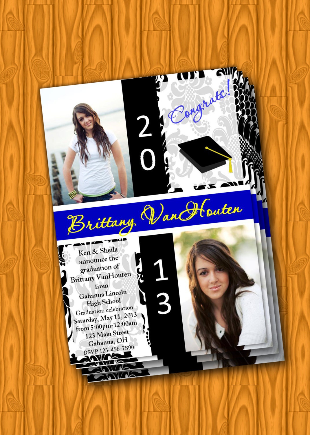 Graduation damask announcement or invitation ANY color...DIY you print custom photo card by delightfulprints Il_170x135