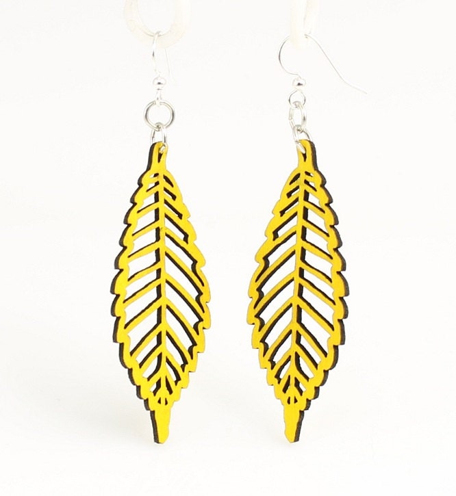 Wood Leaf Earrings - Laser Cut from Reforested Wood