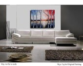 Birch Acrylic Painting Modern Acrylic  Painting Silver Birch Forest Palette Knife Landscape - 30 x 40 - from Skye Taylor