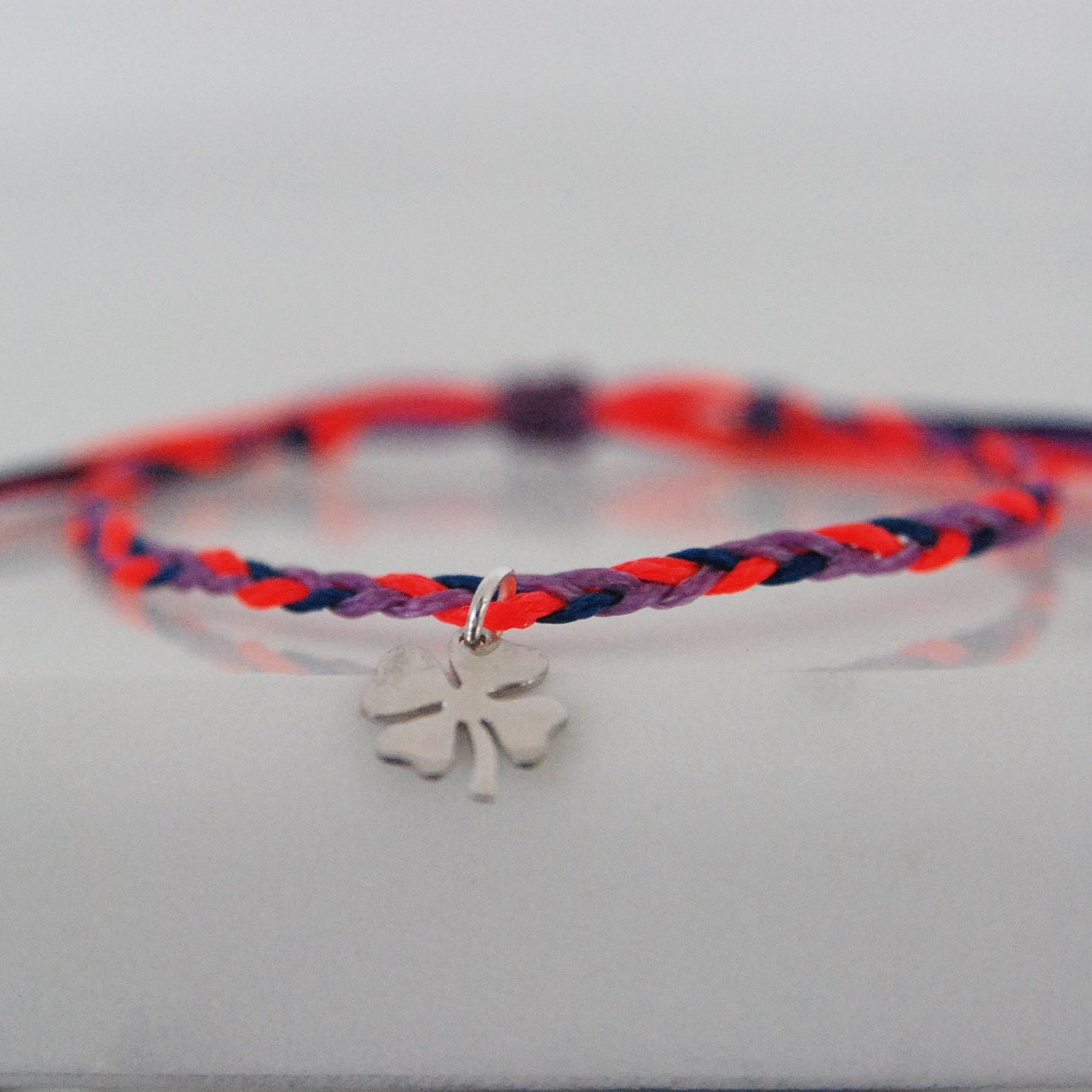 Sterling silver clover charm bracelet