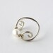 Bohemian Fresh Water Pearl Silver Spiral Ring, Gypsy Wedding Ring, Elven Evish Silver Band, Boho Shabby Chic, Size 9 Ring