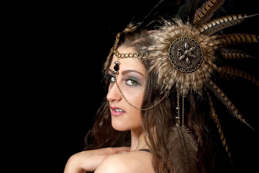 Brown Tribal Feather Headdress - Custom Order