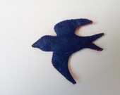 Blue swallow pin brooch