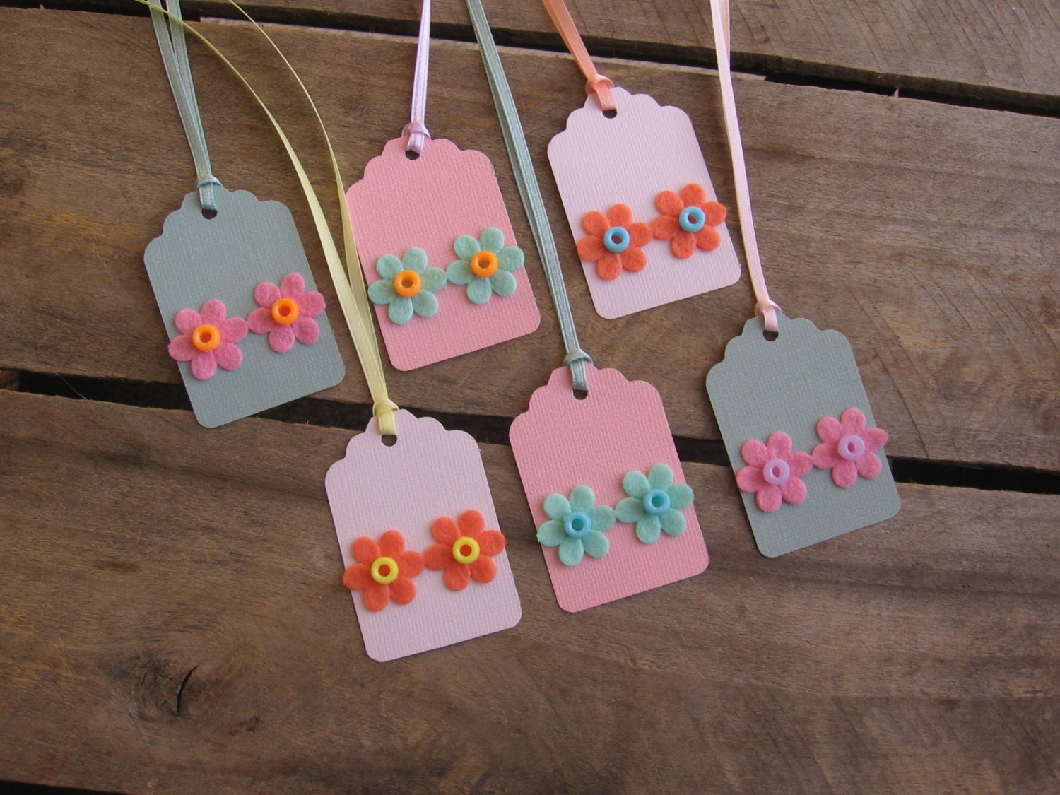 Summer Flower Gift Tags Set of 6 Pastel Flower Mothers Day Gift Tags