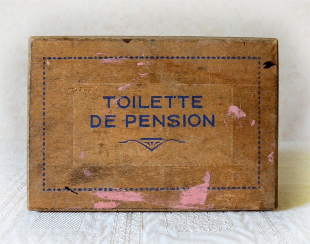 French Wooden box with writing French Country decor compartments
