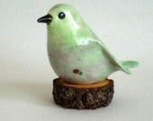 pottery bird soft green