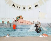 Gone Fishin' - Bucket Hat Prop Set - Newborn/Baby - Made to Order