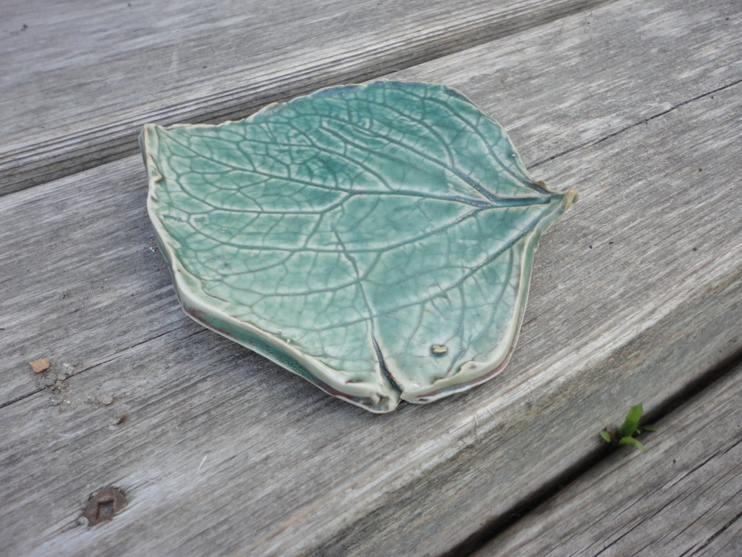 Mossy GreenPottery  Leaf plate perfect for desserts