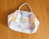 1980s LEATHER AZTEC Handbag.....womens. ladies. boho. hippie. aztec. urban. white. pink. retro. purse. clutch. handbag. hipster. 80s glam