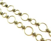 Ornate Antique Brass Chain , Large Loops