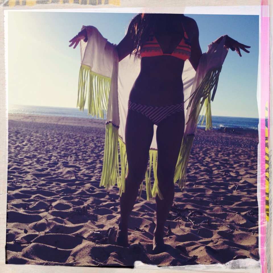 Single Fin Fringed Bikini Top: Size Medium-Large