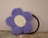 Ponytail Holder Felted Lavender Flower