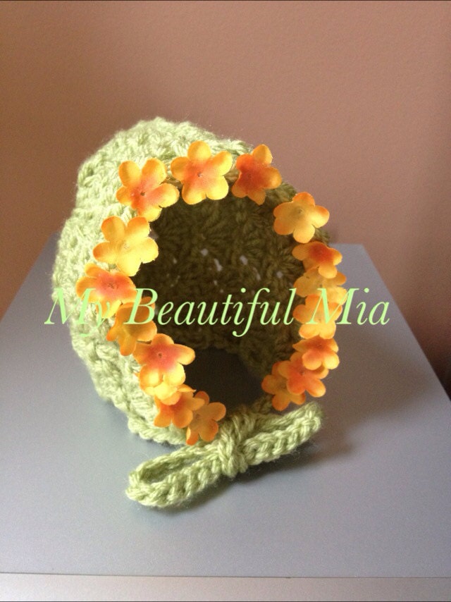 Lace Texture Flower Bonnet - Pixie - Newborn- Ready to Ship- Photo Prop