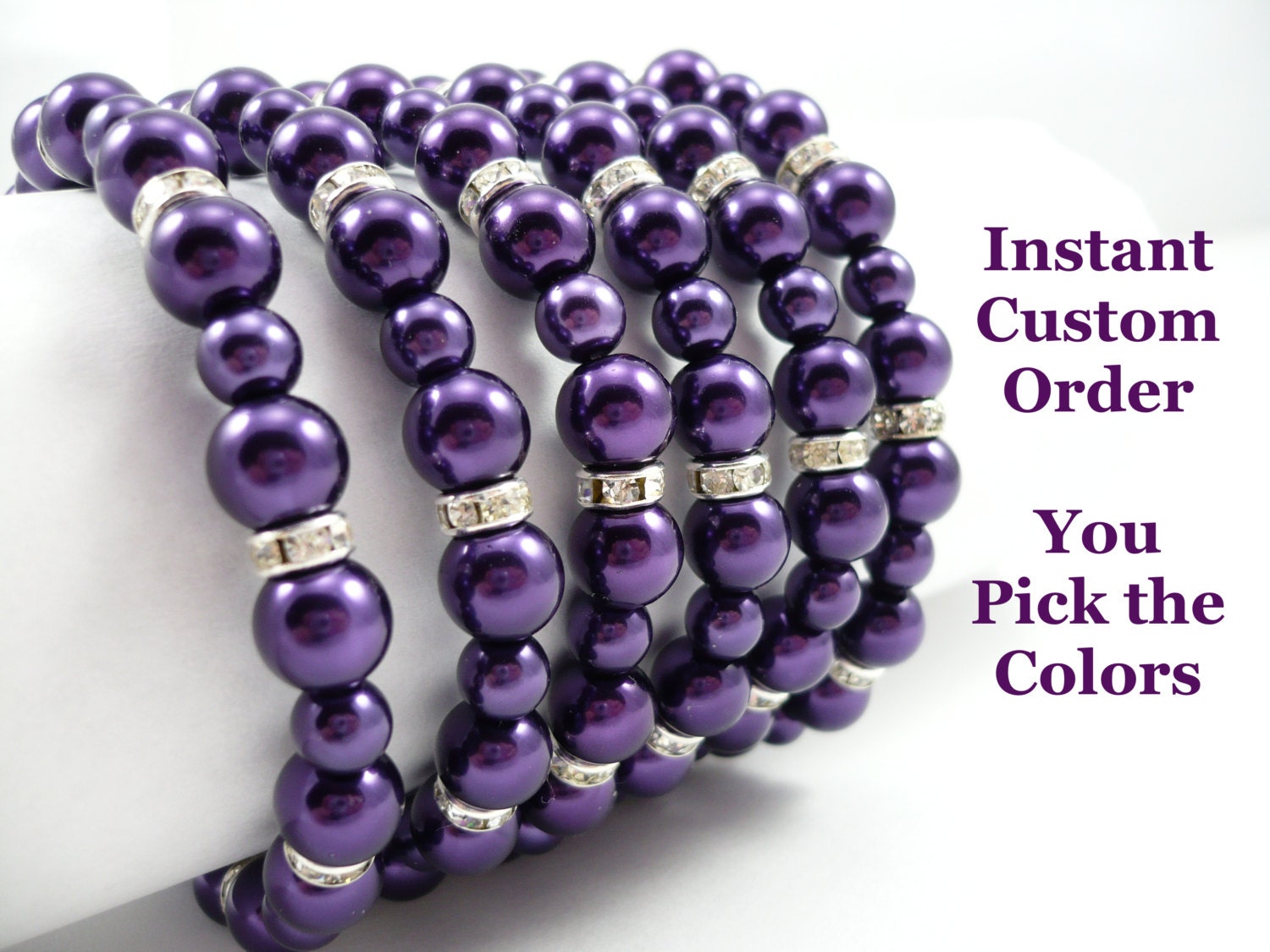 6 Bridesmaids Bracelets - Instant Custom Order - You Choose the Colors - Many Colors Available