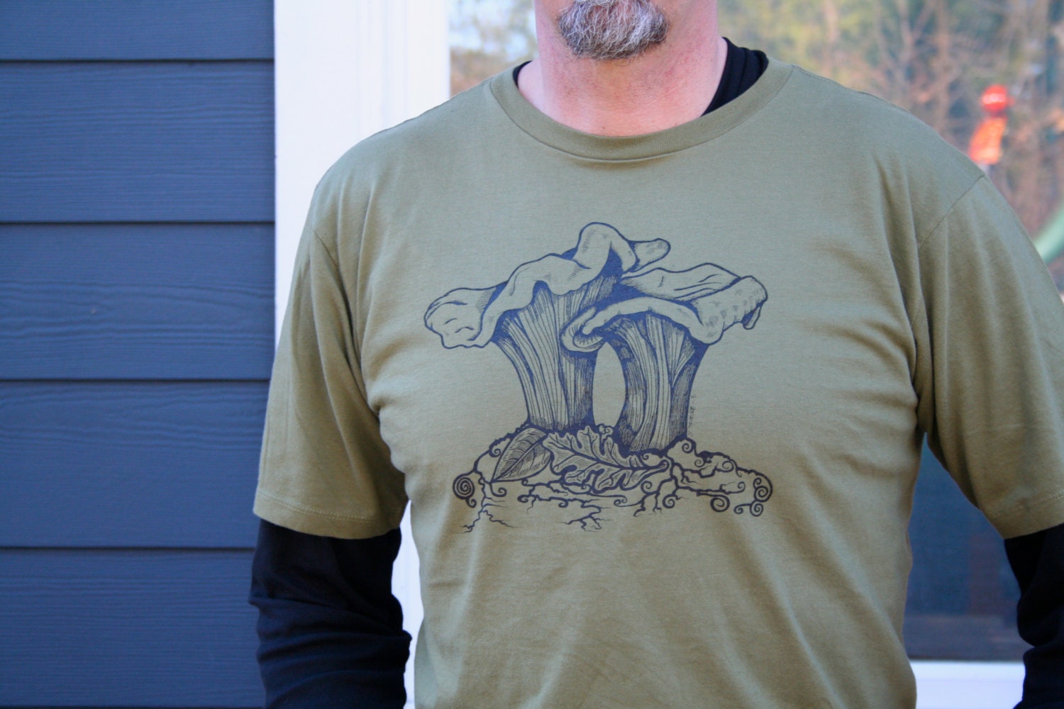 Chanterelle Mushrooms Screen Printed Organic Cotton Men's T Shirt