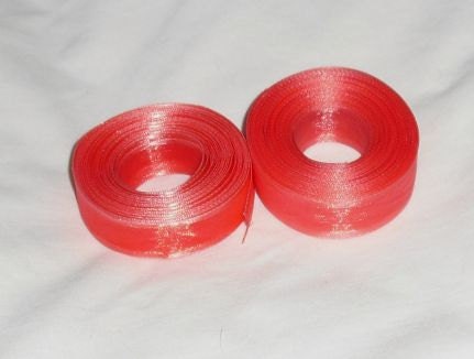 Destash..2 Ribbons Cuts...5/8" X 7 yrds / 5/8" X 6 yrds Sheer Coral