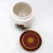 Pipe Tobacco Humidor, Pottery Jar, Hunting Scenes, Ceramic Container, Horses, Dogs / Red / Brown / Black