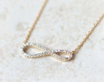 Crystal Infinity Necklace in gold