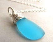 Sea Glass Seaglass Necklace Aqua Turquoise Carribean BellinaCreations Bellina Creations
