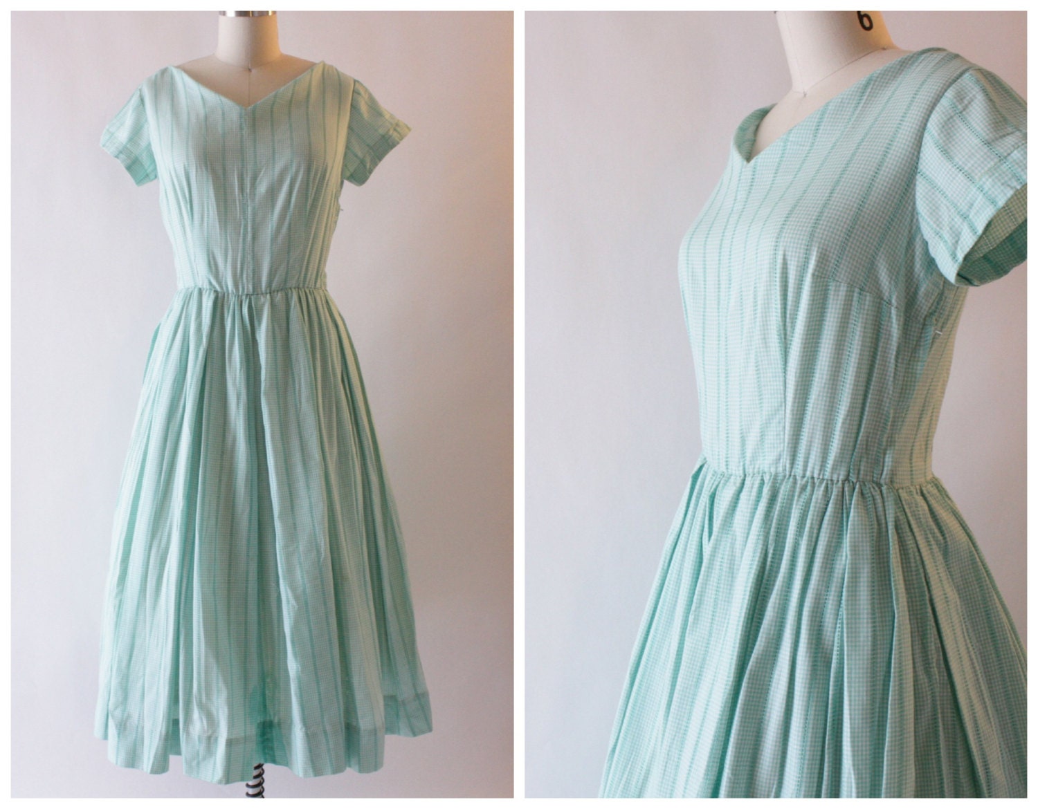 1950's blue gingham cotton day dress