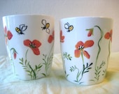 Poppy ceramic tea/coffee mugs, Set of two