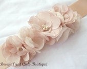 Amsale Inspired Blush Wedding Sash, Bridal Sash, Wedding Belt, Bridal Belt -Blush Flowers