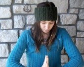 Emerald Green Hippie Headband / Mens or Womens Earwarmer in Green Wool / Mini Cowl