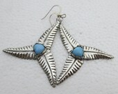 Silver turquoise earrings, windmill earrings