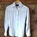 70s western pale blue pearl snap blouse / S M