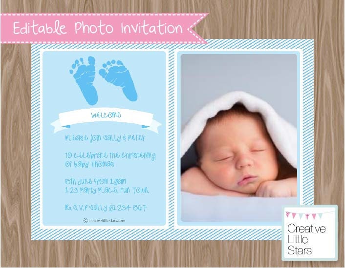 Baby Blue Feet Photo Invitation Il_570xn