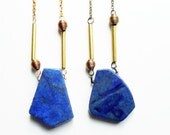 Lapis Necklace - Lapis Lazuli Slab Necklace- Boho - Modern - Natural Gemstone