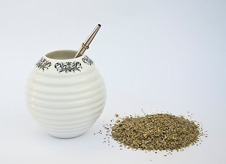 Porcelain Mug - Ceramic Yerba Mate Mug with Graphic Decoration