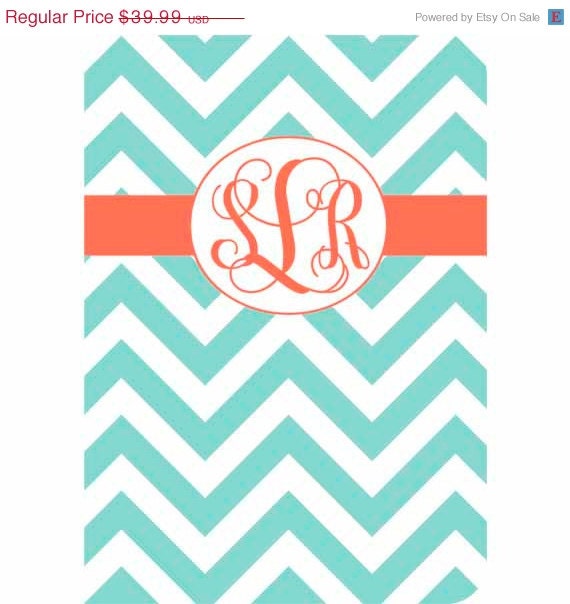 SPRING SALE iPad 2, 3, 4 Leather case cover Personalized Custom Chevron Tiffany Blue Chevron