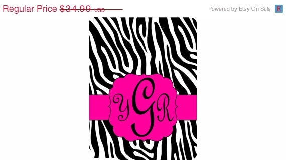 SPRING SALE iPad 2, 3, or 4 Hard Snap on case cover Personalized Custom Zebra Black White Hot Pink