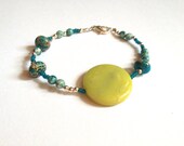 Turquoise and Lime Green Beaded Bracelet