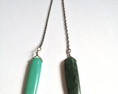 Extra Long Turquoise Magnesite Chain Earrings