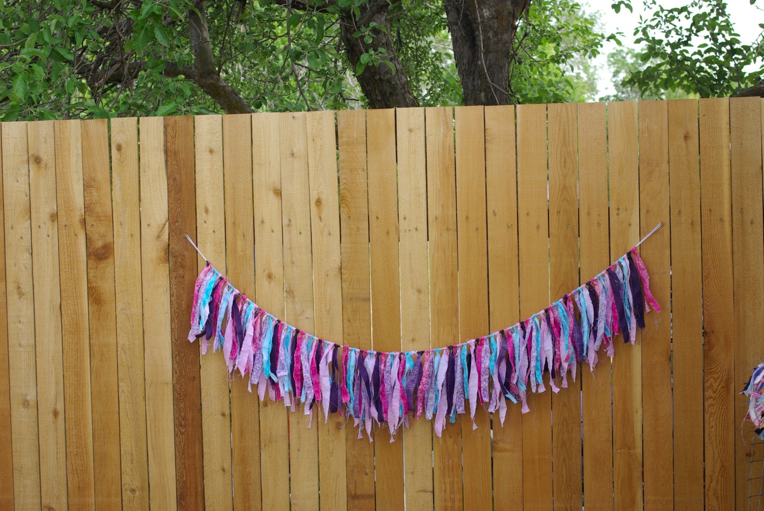 Girly Pink Purple Blue Turquoise Scrap Fabric Rag Tassle Fabric Rag Banner Photography Prop Birthday Party Decoration Cake Smash