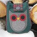 Owl crossbody totebag, recycled wool fabric