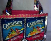 Upcycled / Recycled Capri sun Koolaid jammer juice pouch small lined spring/summer purse