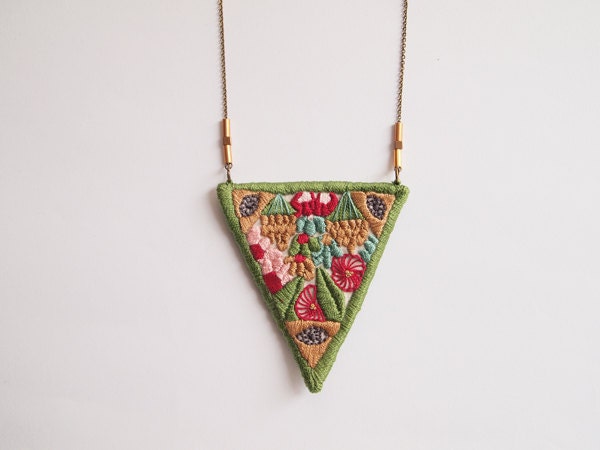 Mystic nature, embroidered necklace